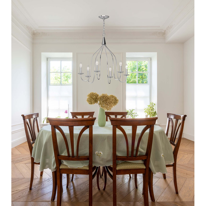 Lustre chandelier 6 lumières de 26 po de large Red Barrel Studio® 3056 Windsor - Chrome