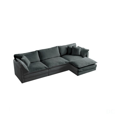 Free Combination Comfy Upholstery Modular Oversized L Shaped Sectional Sofa With Reversible Ottoman, Gray Chenille