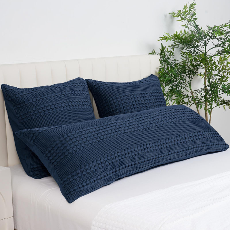 PHF 100% Cotton Waffle Body Pillowcase with Zipper, 1 Pack 20" x 54" Soft Skin-Friendly Pillow Sham, No Filling