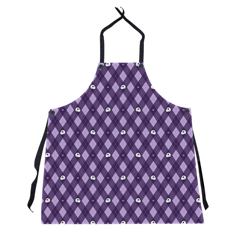Tablier à motif argyle crânes, Mauve