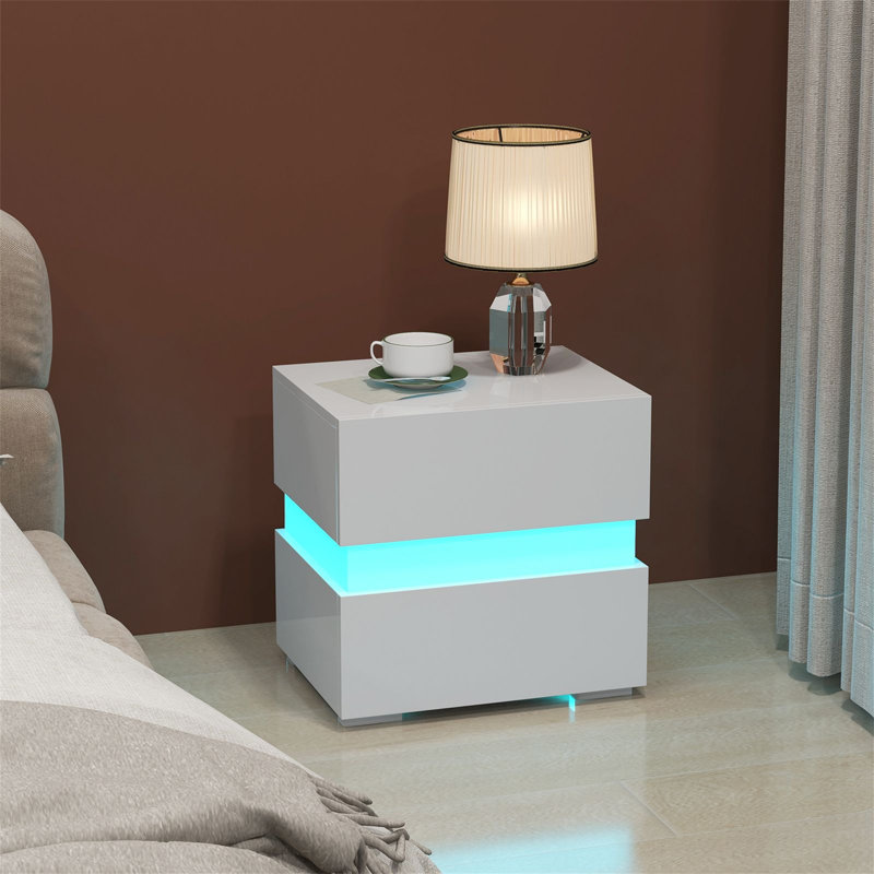 35cm W Manufactured Wood Bedside Table, White