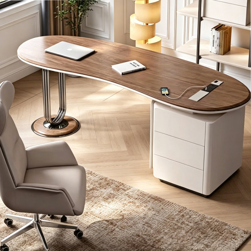 Bureau incurvé pour le travail de bureau, H 29,53 po x l 55,12 po x P 27,56 po