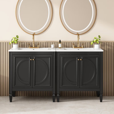 Ensemble de meuble-lavabo en bois massif Eshin