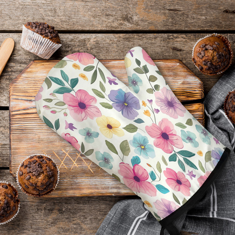 Floral Tangle Oven Mitt Cotton Twill