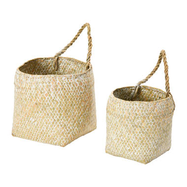 Set of 3 Seagrass Storage Baskets Khaki - Olivia & May