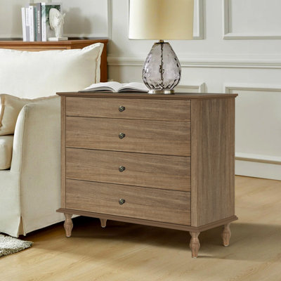Large 4-Drawer Dresser With Solid Wood Foot