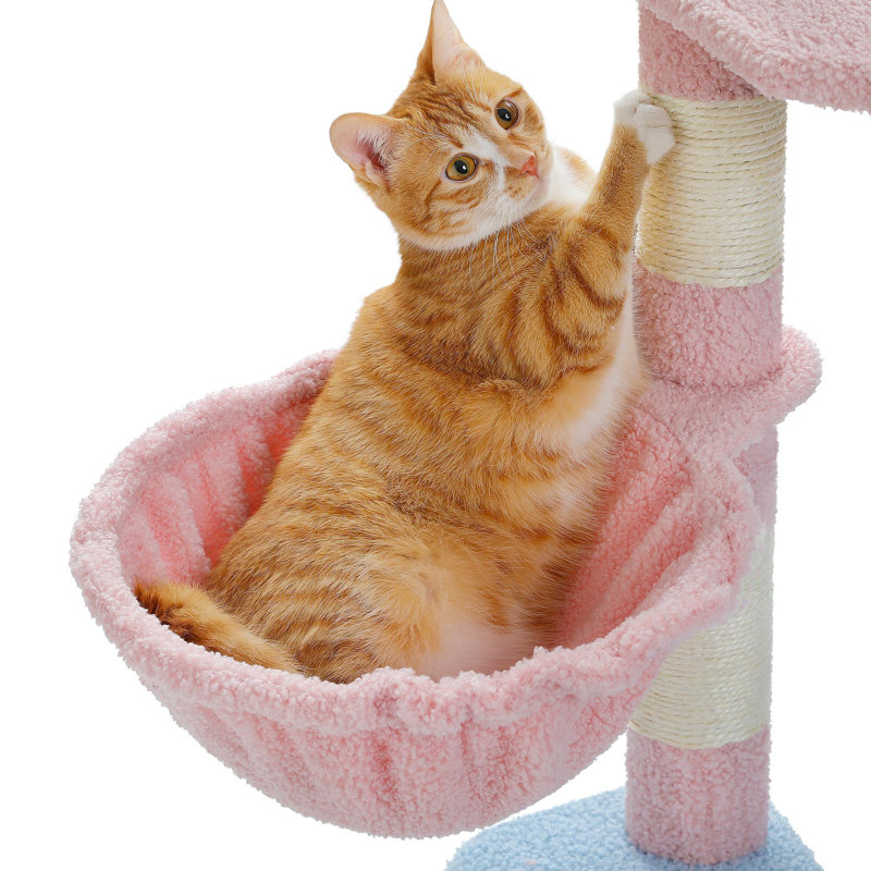 Tour pour chat à plusieurs niveaux, grattoir recouvert de sisal, appartement pour chat, perchoir supérieur, rampe, boule pelucheuse