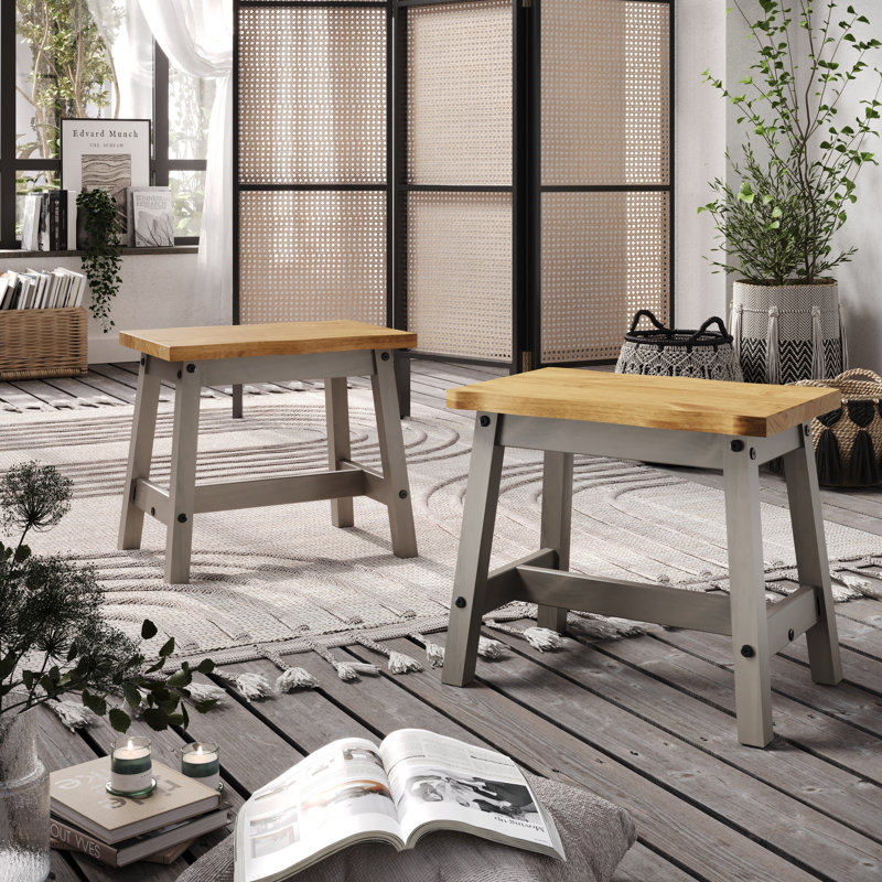 Staton Solid Wood Bench, 45.50 x 52.50 x 31.50cm, Grey