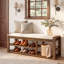 Upholstered Bench with Shelves-843433908