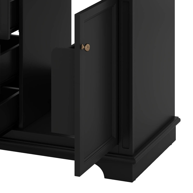 Meuble-lavabo 30 po avec lavabo, un tiroir basculant, trois tiroirs, tablette de porte, Black