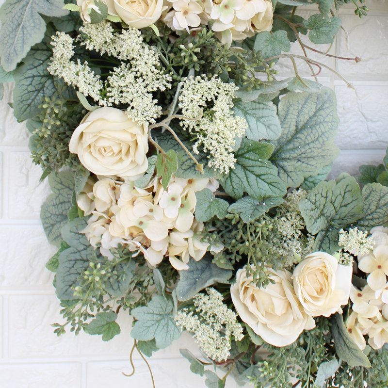 Couronne de fleurs, H 26 po x l 26 po x P 6 po