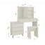 Coiffeuse blanche à DEL avec tiroirs de rangement, miroir et tabouret ergonomique, idéale pour les petites salles de bain, poids : 46 kg, parfaite pour les passionnées.