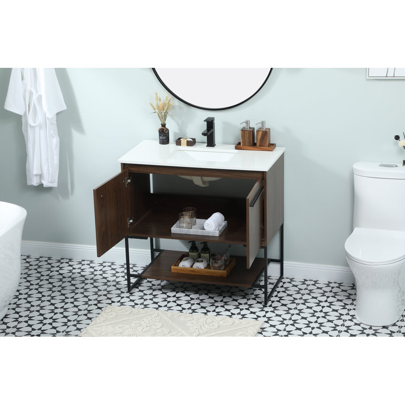 Ensemble de meuble-lavabo simple 36 po Rozell, Noyer