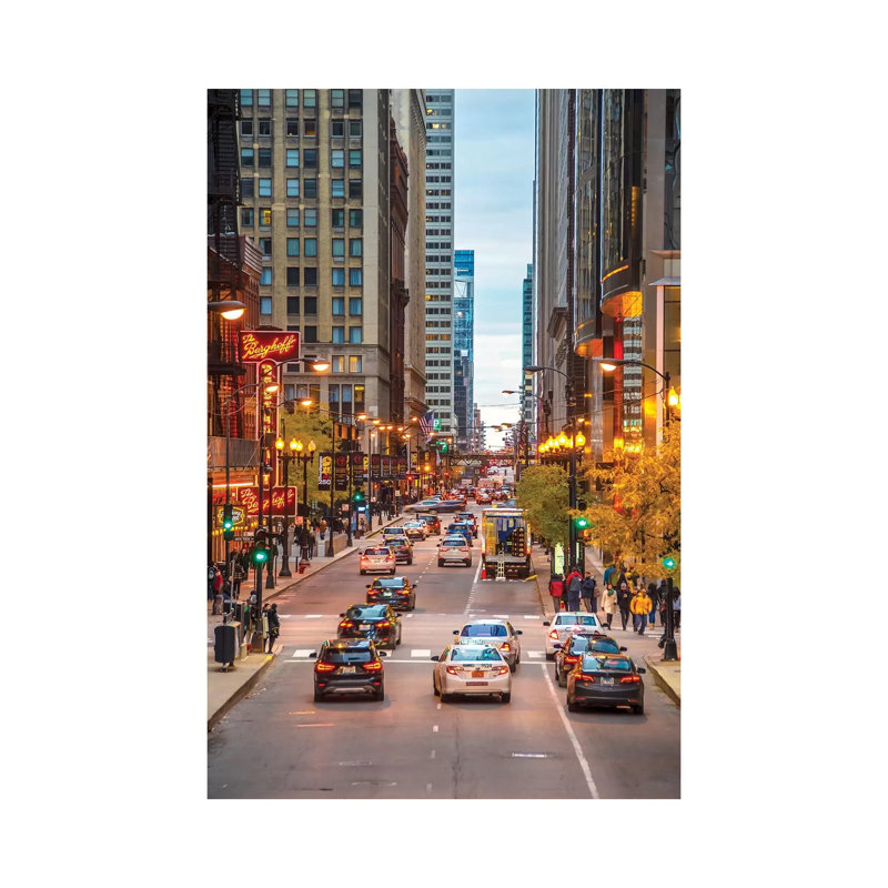 Traffic In Chicago 1 Piece Wrapped Canvas Wall Art, 66.04 cm H x 45.72 cm W x 1.91 cm D