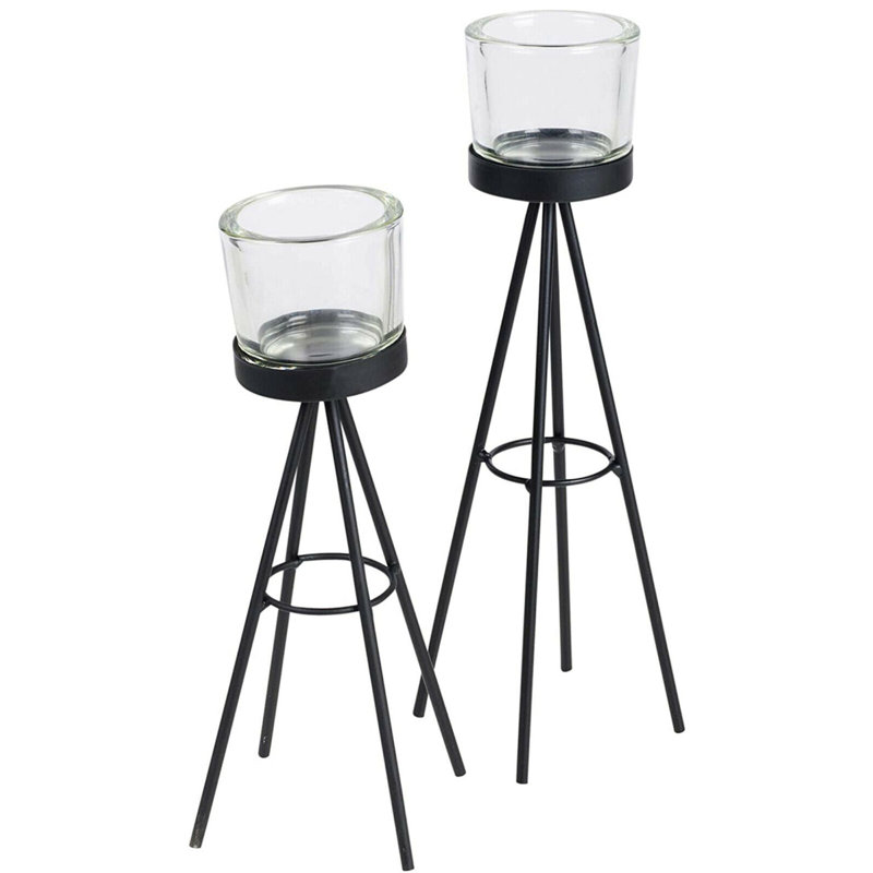 2 Piece Metal Tabletop Tealight Holder Set