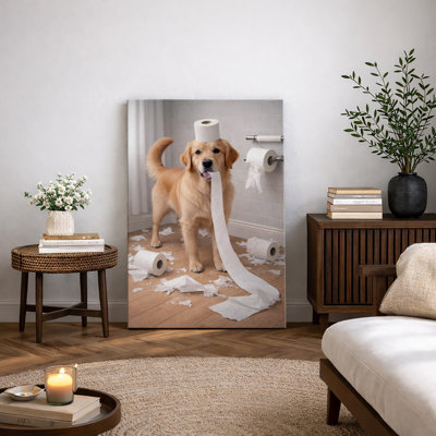 «Playful Golden Retriever», impression sur toile, impression sur toile encadrée