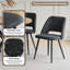 Modern Cutout Back Corduroy Upholstered Dining Chair, Kitchen Dining Accent Chair,Black Metal Legs-1415678814-1420215494