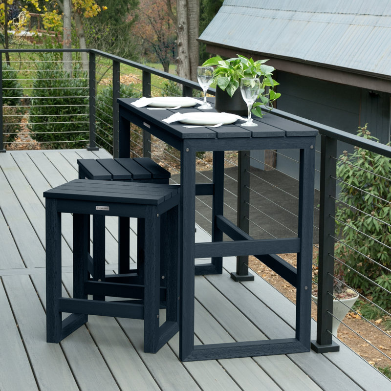 Anakarina 2 - Person Patio Dining Set with Rectangular Table, Federal Blue