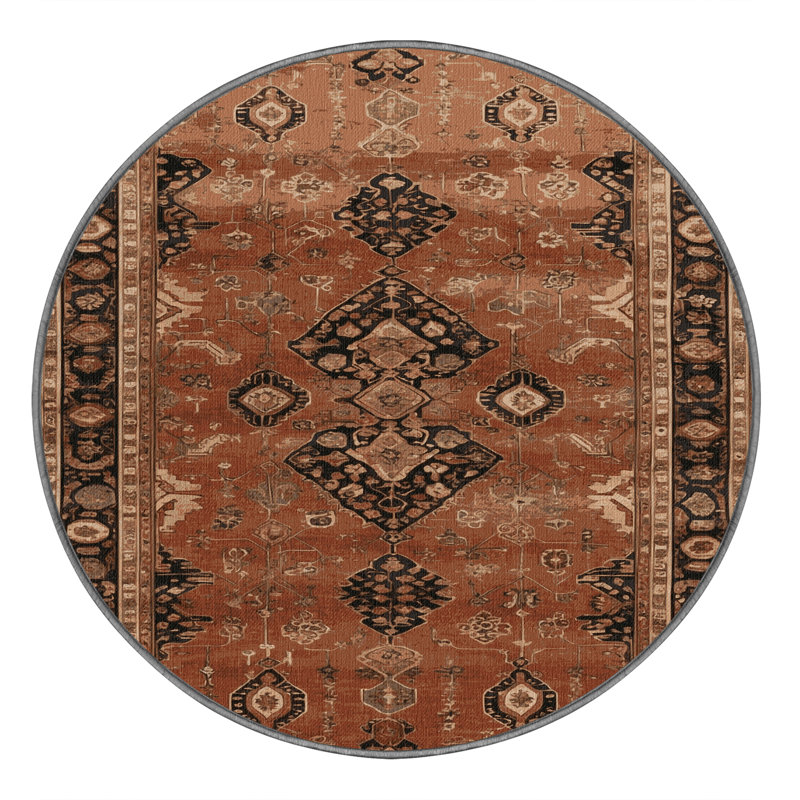 Tapis brun lavable à la machine, Rond 6 pi