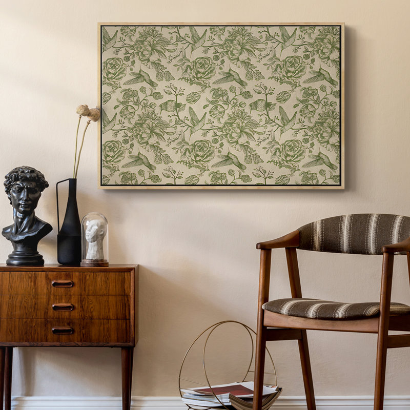 Botanique rétro - CX, Toile avec cadre flottant, H 27 po x l 41 po, Naturel