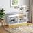 Modern White Gold Trim Shoe Bench with Flip Doors & Padded Seat, Entryway Hidden Shoe Storage Cabinet Bench-1075086928
