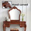 Meuble-lavabo vintage en bois massif 39,37 po avec miroir et tabouret