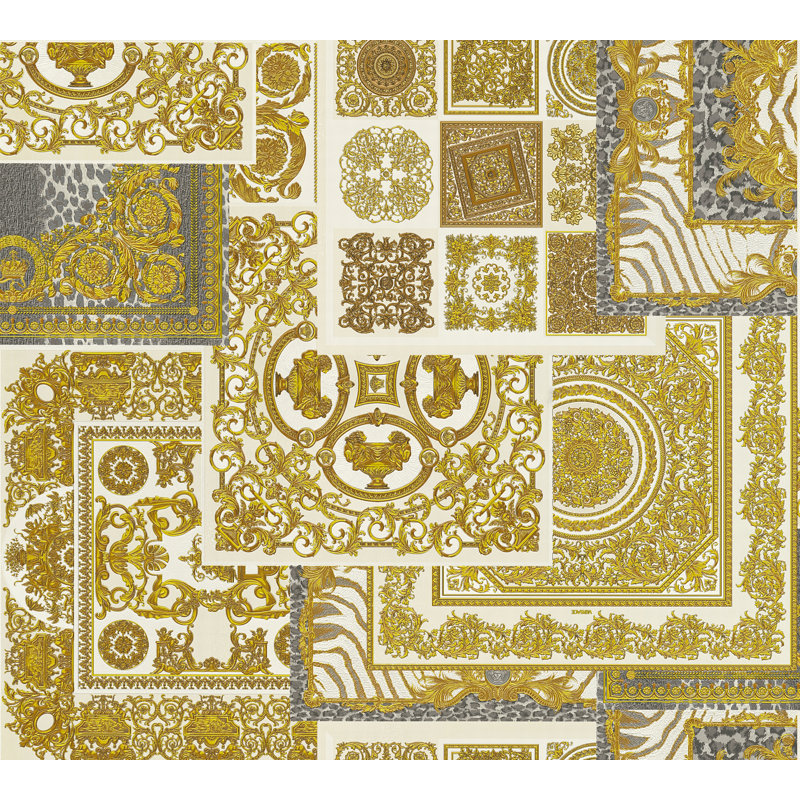 1005cm x 70cm Wallpaper Roll, Metallic/Brown/White
