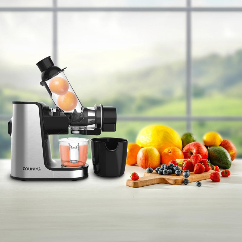 Horizontal Slow Juicer  - Transparent & Detachable Parts - Reverse Function - Includes Juice Pitcher & Pulp Bin, 150 Watts