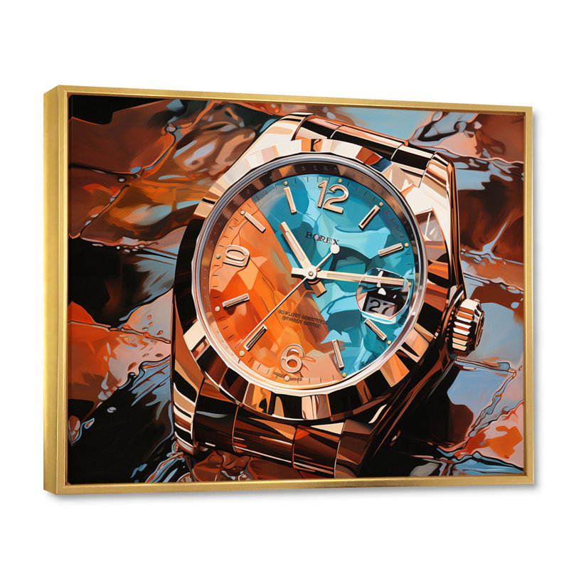 Montre de luxe bronze Infinity II, H 12 po x l 20 po x P 1 po, Cadre flottant doré