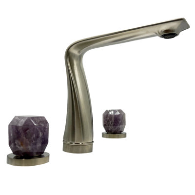 Robinet de salle de bain moderne avec poignées en cristal de roche - Robinet de meuble-lavabo de luxe à 3 trous avec poignées en cristal