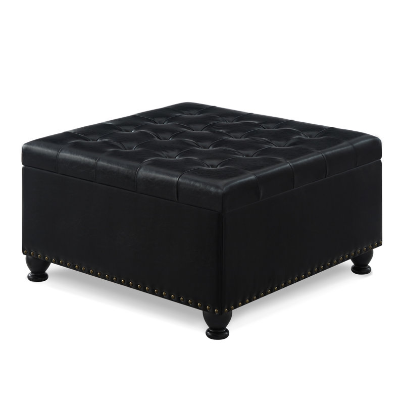 Table basse classique avec repose-pieds capitonné avec rangement et repose-pieds, Dark Gray