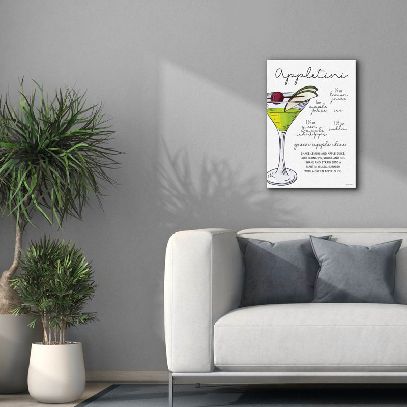  «Appletini Recipe» par Susan Ball, art mural sur toile, 18 po x 26 po