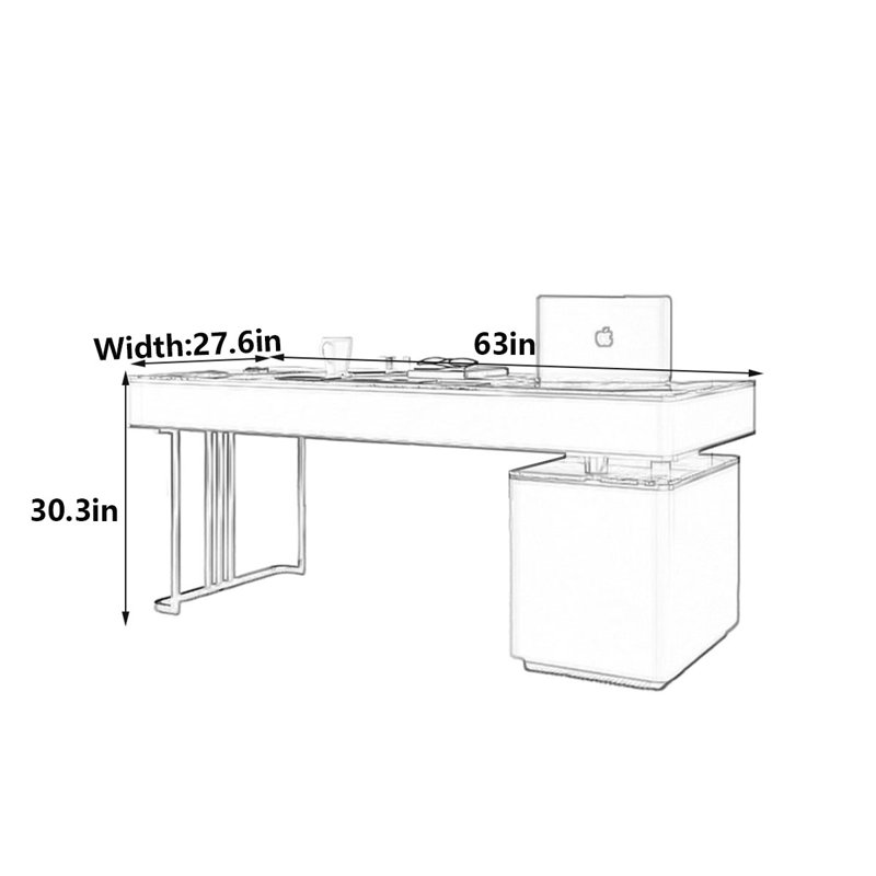 Bureau italien en ardoise minimaliste italien de luxe clair, H 30,3 po x l 63 po x P 27,6 po