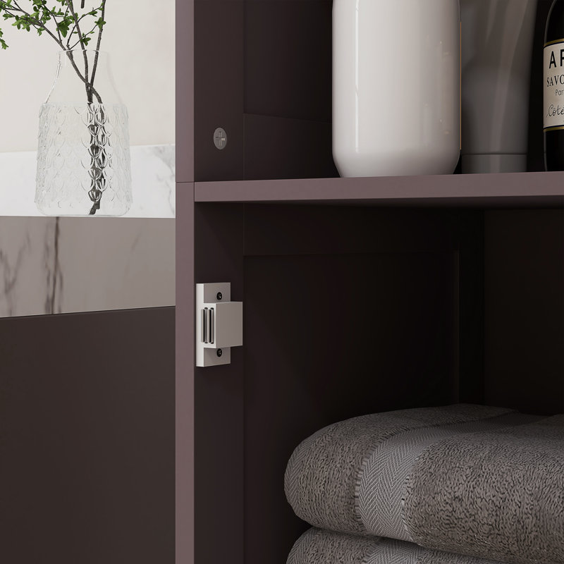Armoire de salle de bain autoportante, Brun