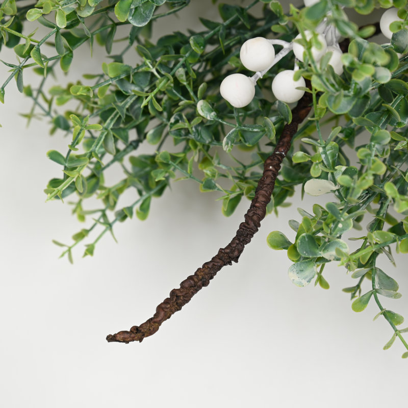 Couronne de Noël 24 po Eucalyptus and Berry Welcome, Vert/blanc