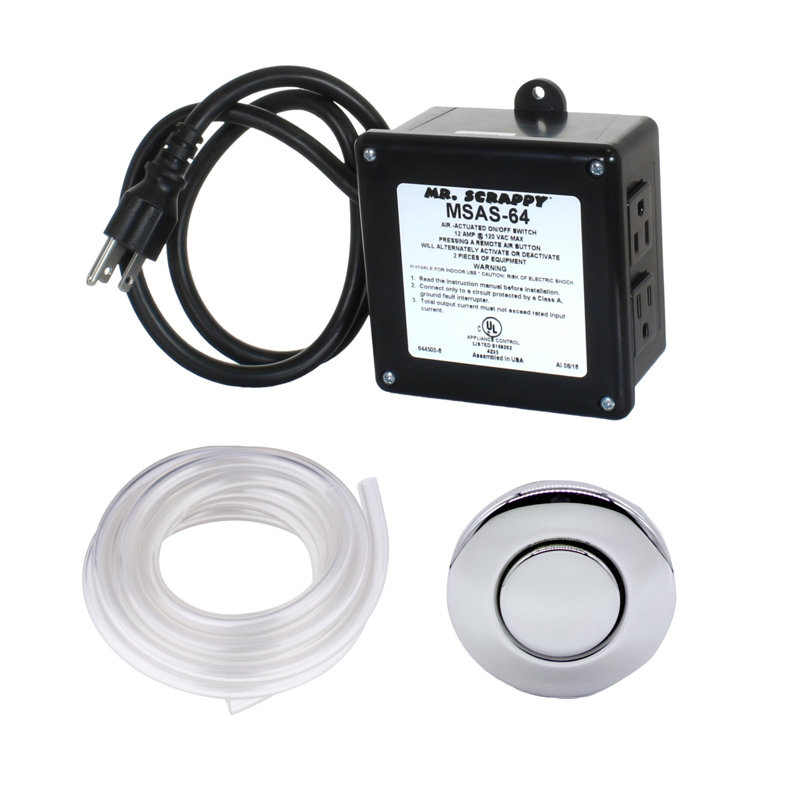 Dual Outlet Garbage Disposal Air Switch with Chrome Button