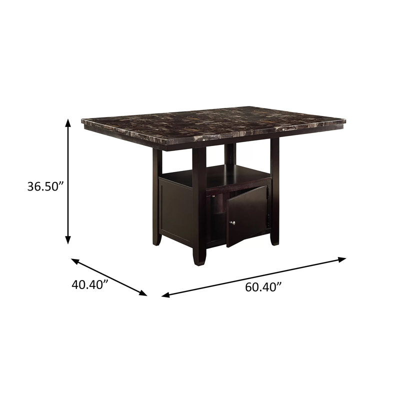 60.4" W COUNTER HEIGHT TABLE W/STORGAE, ESPRESSO