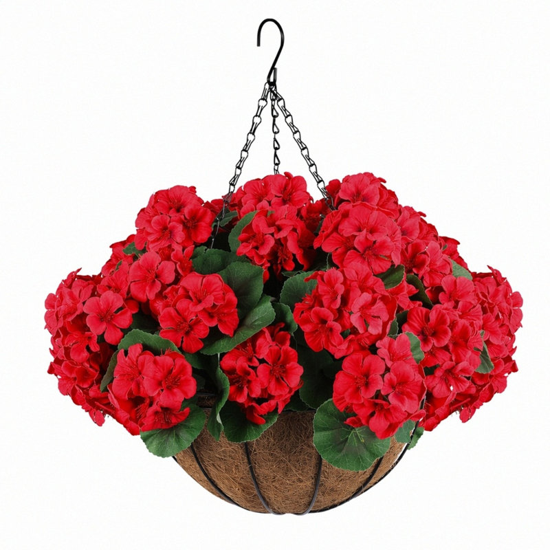 Panier suspendu à fleurs artificielles pour l'extérieur