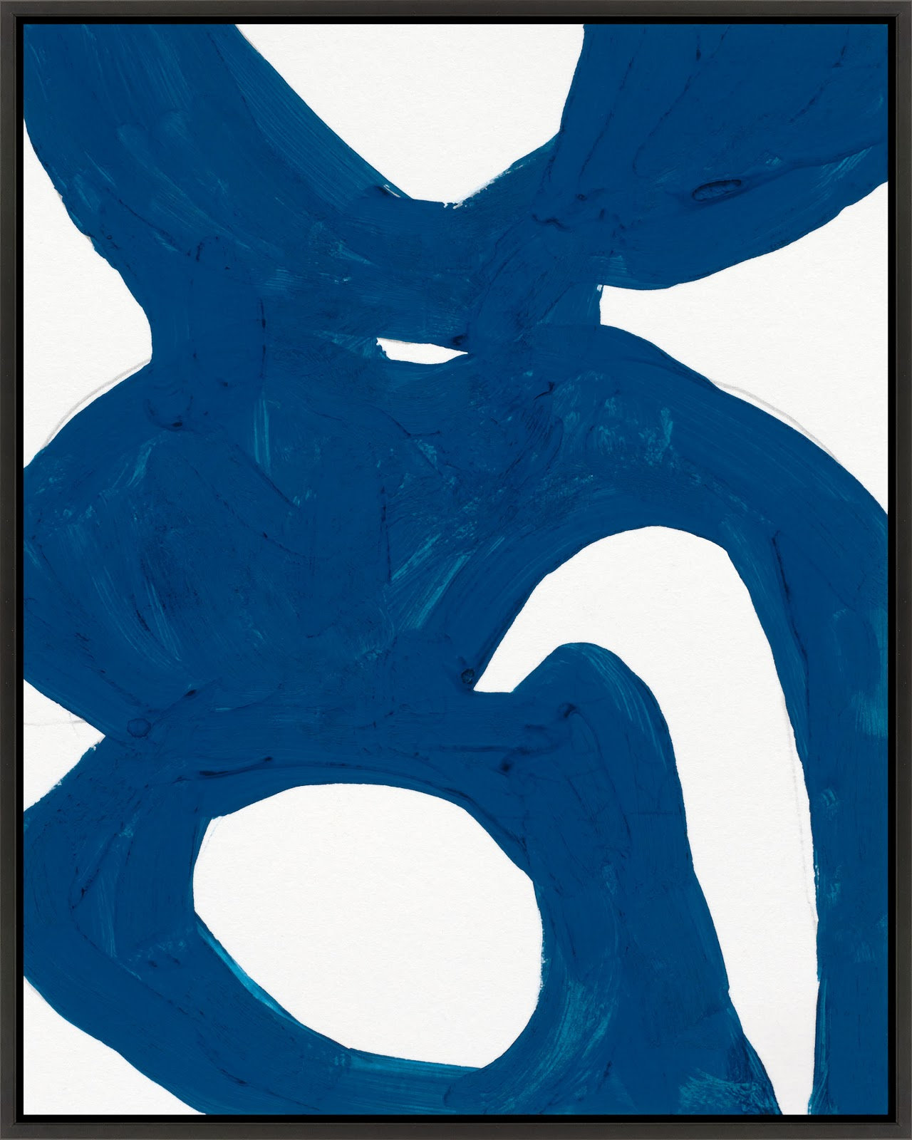 Goodall "Blue Harmony 1" Print by Andrea Stokes, 38" H x 30" W x 1.375" D, Black Framed