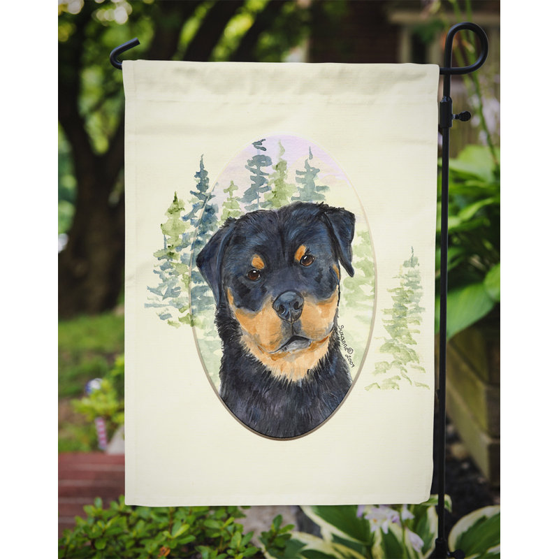 Polyester 40 x 28 po rottweiler 2 côtés drapeau de jardin, H 15 po x l 11 po