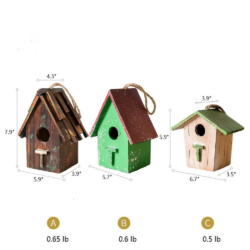 Figurine suspendue maison d’oiseaux en bois