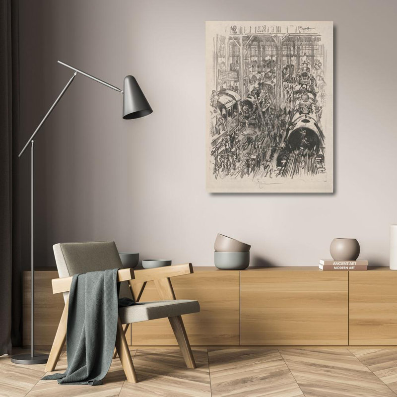 «Building Engines for the Allies» par Joseph Pennell - Art mural sur toile tendue avec châssis, H 24 po x l 17 po