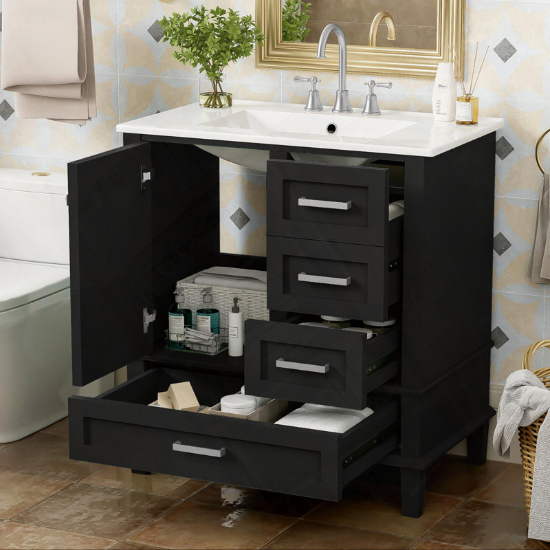 Ensemble de meuble-lavabo pour salle de bain moderne, Noir