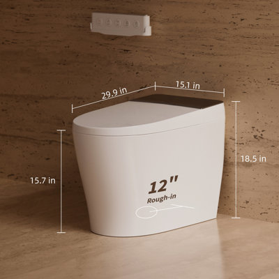 BRAVAT® One Piece Smart Toilet with Bidet, Auto Open/Close Lid, Auto Flush, Foot Sensor Flush, Heated Seat, Warm Water & Air Dryer, Elongated, 12 in Rough-In, 120V Required