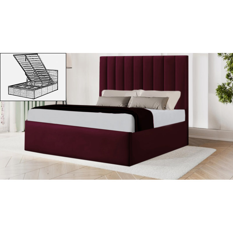 Brendalyn Upholstered Ottoman Storage Bed, Burgundy, Kingsize (5')