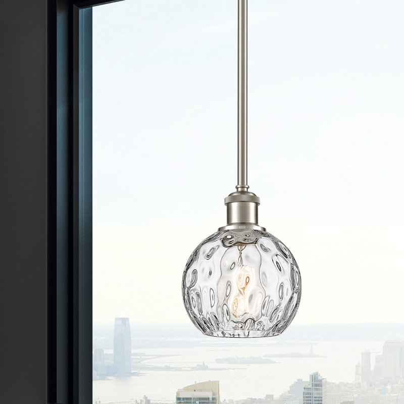 Luminaire suspendu sphérique 1 lumière Cindi, DEL, H 8 po x l 6 po x P 6 po, Nickel satiné brossé