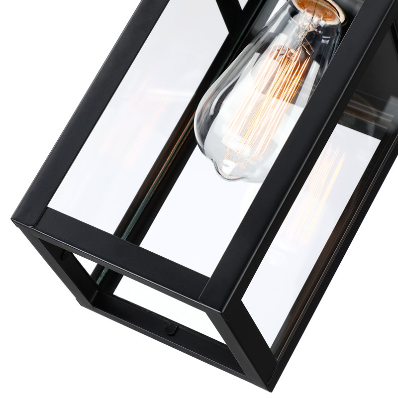 Schlegel Matte Black Outdoor Wall Lantern with Dusk to Dawn, 34.7cm H x 12.7cm W x 12.7cm D