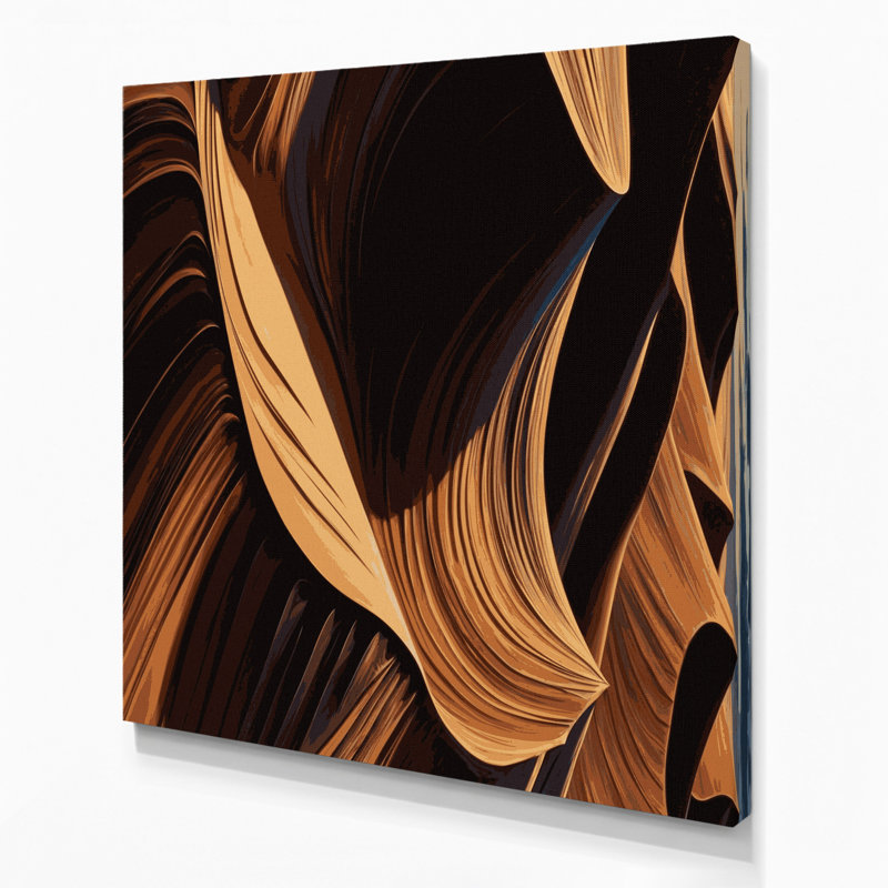 Diagonale rayures sable brun foncé, art mural sur toile, H 16 po x l 16 po