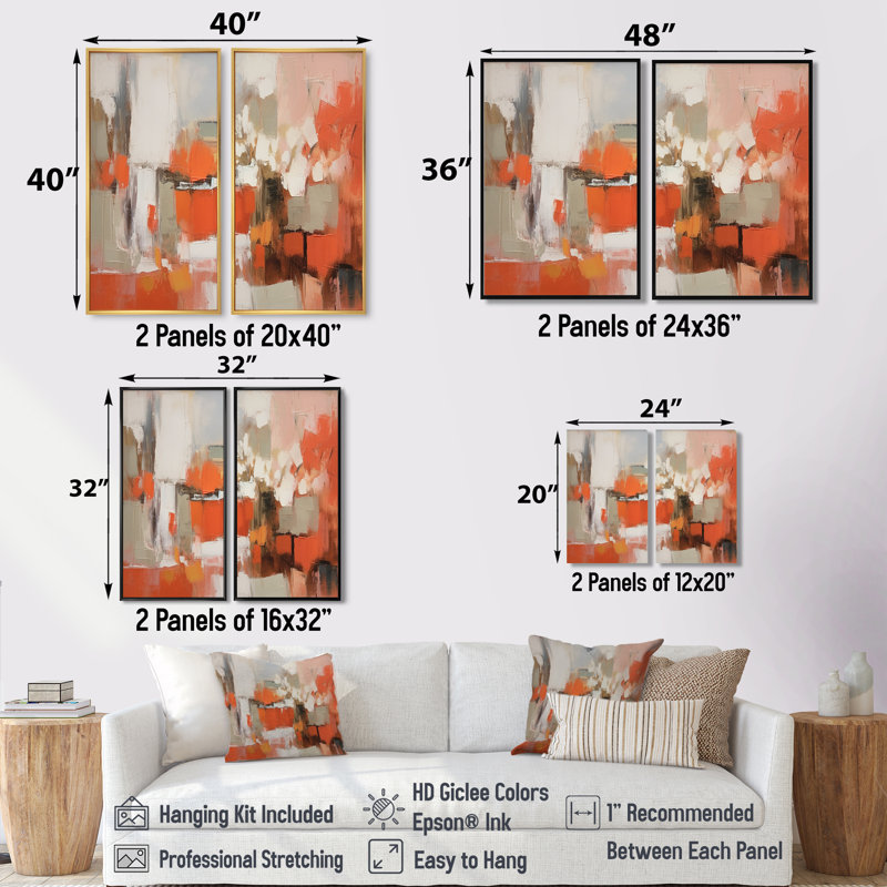 «Orange Minimalims Enchantment II», art abstrait grand marbre, 36" H x 48" W, Impression encadrée flottante, Silver
