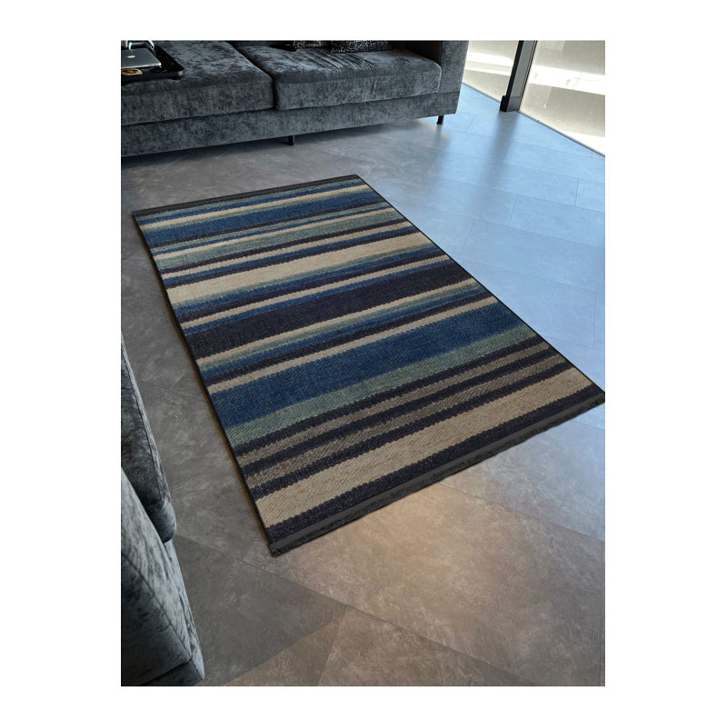 Tapis à rayures bleues, Sous-tapis rectangulaire de 3 pi 3 po x 4 pi 11 po